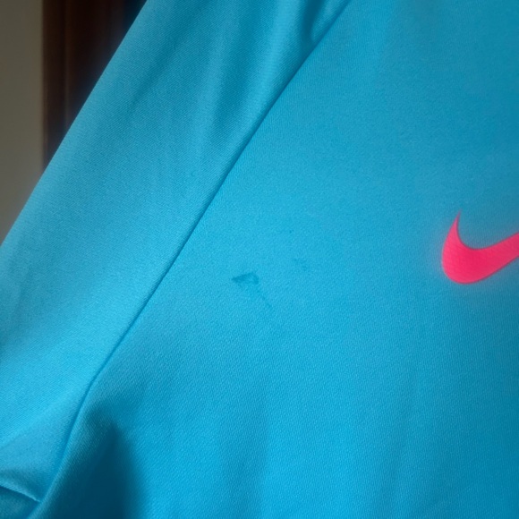 Nike Aqua Long Sleeve Top with Pink Swoosh - Picture 4 of 5